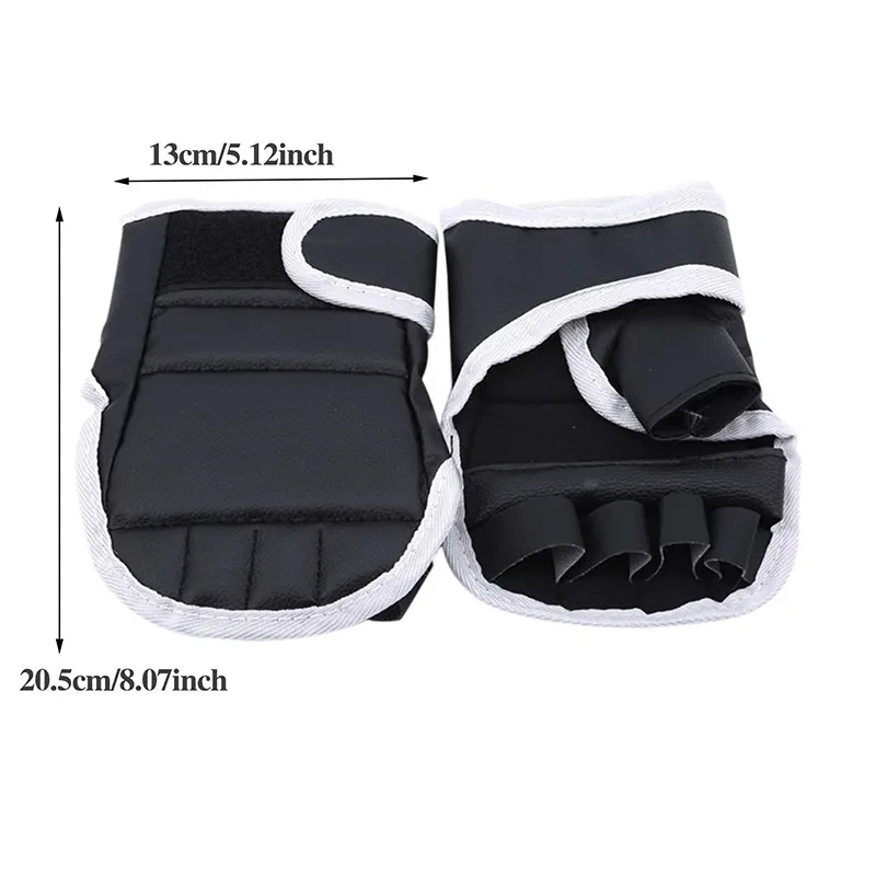 1 Pair of Black Half Finger Boxing Gloves PU Leather Karate Muay Thai Training and Exercise Gloves Children's Boxing Gloves