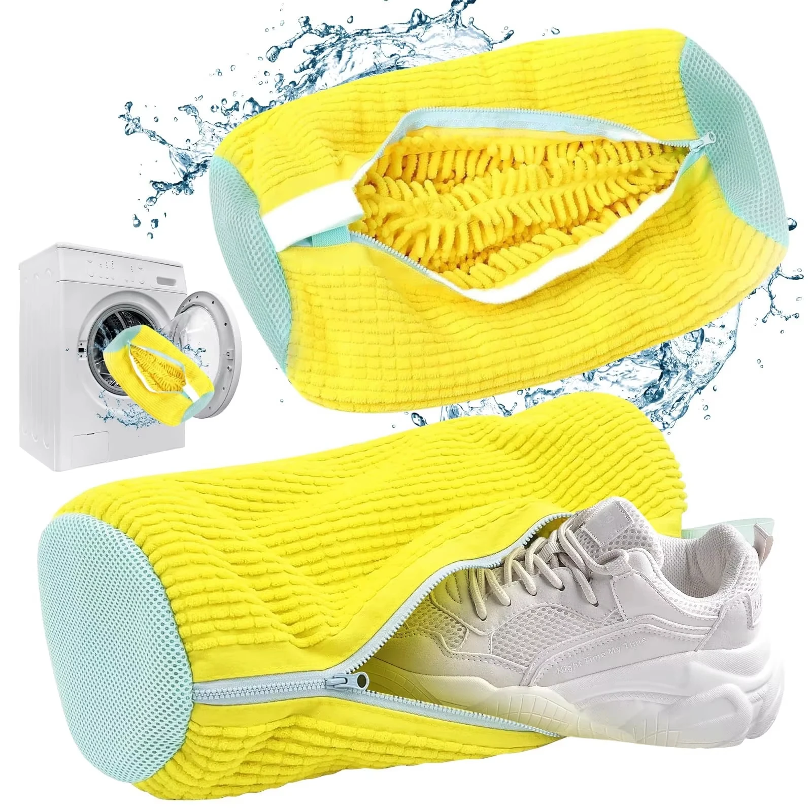 Washing Shoes Bag Cotton 1/2PCS Laundry Fluffy Fibers Easily Remove Dirt Anti-Deformation Shoes Clothes Organizer (shoe washing bag,laundry bag,clothes washing bag,storage bags,shoe storage bags)