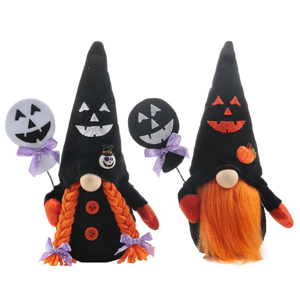 Halloween Gnome Plush Decoration, Faceless Doll with Dark Elf Hat, Rudolph Doll for Party Decoration,