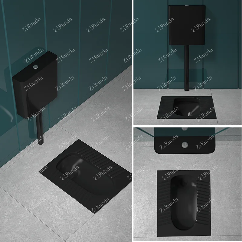 *Nordic Creative Black And White Squatting Toilet With Concealed Wall Mounted Induction Water Tank For Wall Squatting Toilet 5