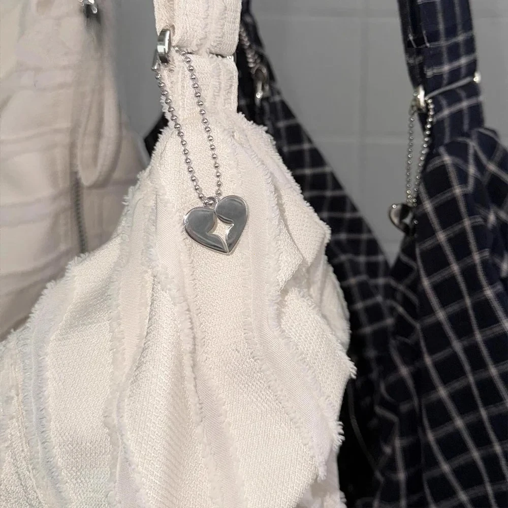 Casual Large Capaci Canvas Tote Bag Drawstring Single oulder Folded Woven Handle Quality Crossbody Bag Faionable Trendy Handbag