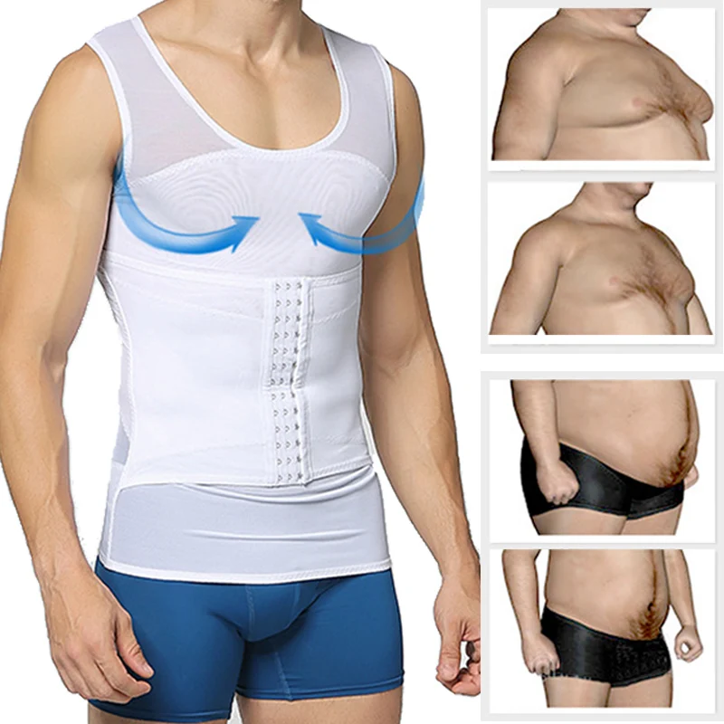 Mens Body Shaper Compressão Camisas Abdomen Shapewear Tummy