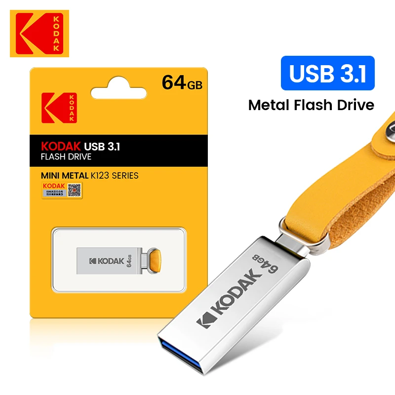 Original KODAK K123 Metal pen drive USB3.0 pendrive 64GB 128GB USB3.1