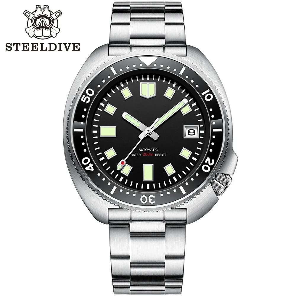 

Available in Sterile Dial Automatic Self-Wind SD1970 Steeldive Brand 44MM Men NH35 Automatic Diver Watch with Ceramic Bezel