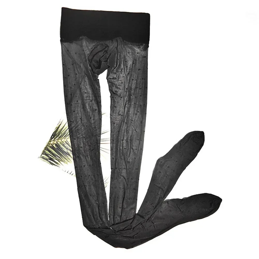 Sexy Mens Leotard Oil Glossy Ultra Thin Transparent Stockings Polka Dot Slimming Socks Smooth See Through Erotic Pantyhose