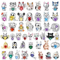 Hot Sale Necklace Beads Bear Wolf Rabbit Manta Ray Goldfish Charm Beads Fit Original European 925 Silver Bracelet Jewelry Gifts 1