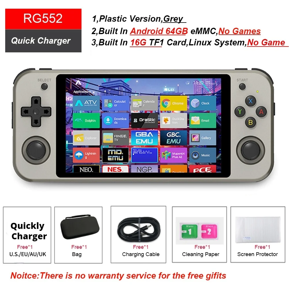 RG552 MAX 30000 Games RG552 Anbernic Retro Video Game Console Dual systems Android Linux Pocket Game Player Free Quickly Charger 