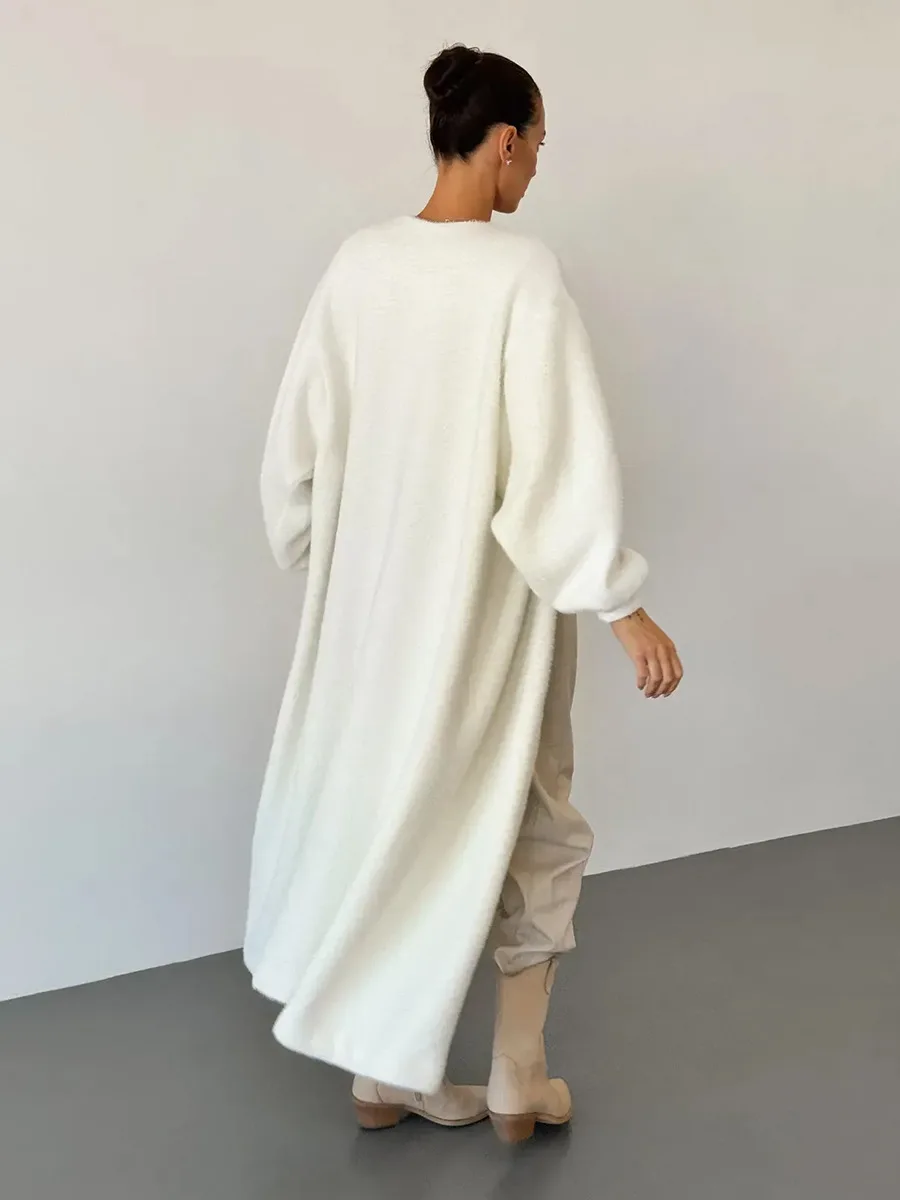 Bornladies Women's Belted knitted Sweater Cardigan Lantern Sleeve Extended Length Coat New Autumn Winter