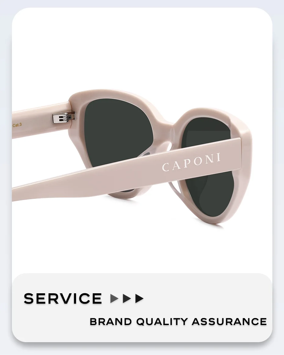 CAPONI Neue polarisierte Damen-Sonnenbrille, meistverkaufte Outdoor-Brille im Vintage-Design, Cat-Eye-Brille, Marke Acetate UV400, rosa Farbtöne, BH24006 – Detail 5