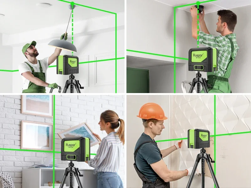 9211G Green Beam Laser Level 2 Cross Lines 2 Points Professional 180 Degrees Sel