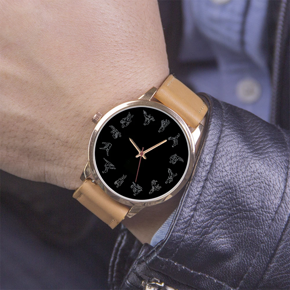 Rose Gold Men's Watch with Black and Silver Watchband - Personalized Gift Edition