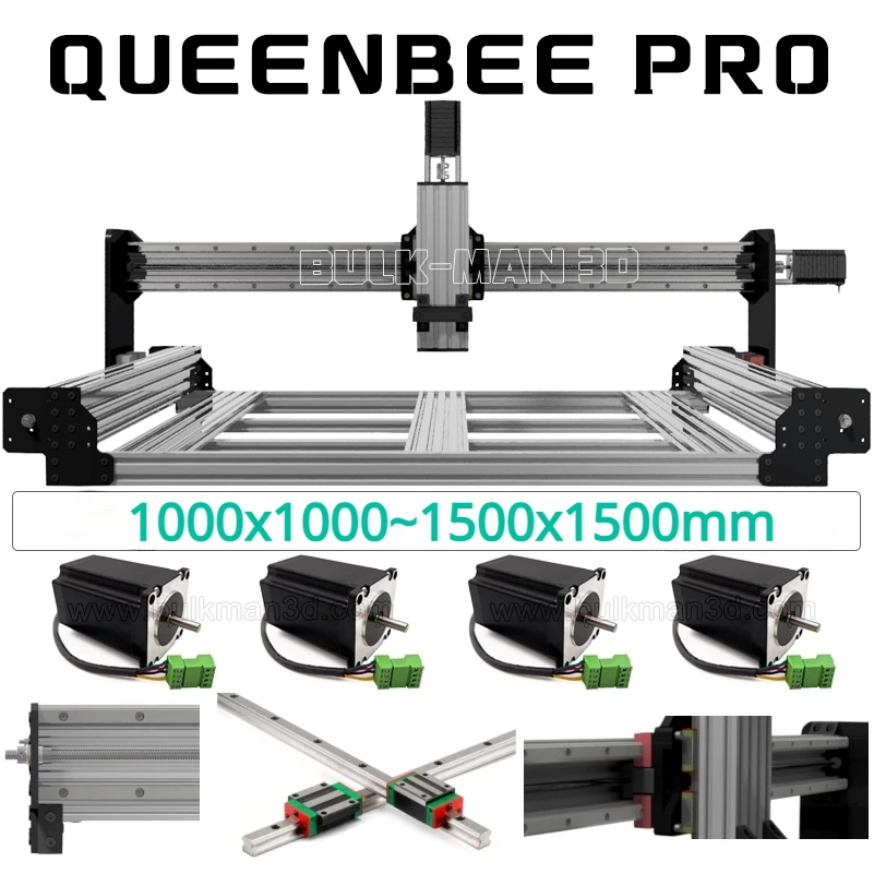 Bulk-Man 3D QueenBee PRO CNC Mechanical Kit Linear Rail Upgraded Tingle Tension System Screw Driven 4 Axis Engraver 20%OFF