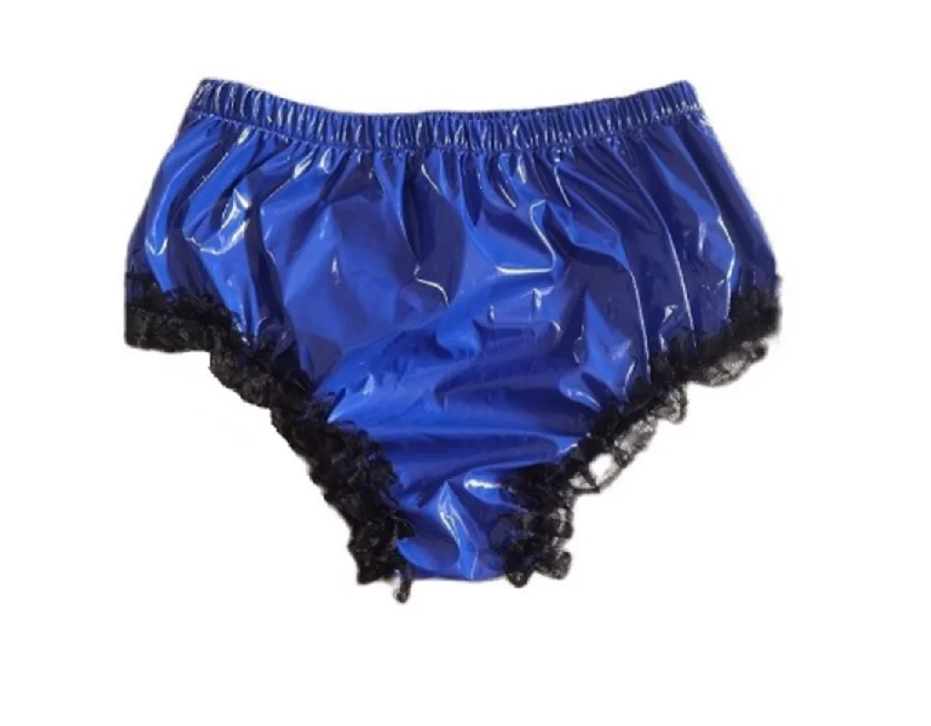 

Adult Giant Baby Sexy Girl Blue PVC Dress Lined with Black Lace Edge Sissy Role Play Makeup Ball Multi Color