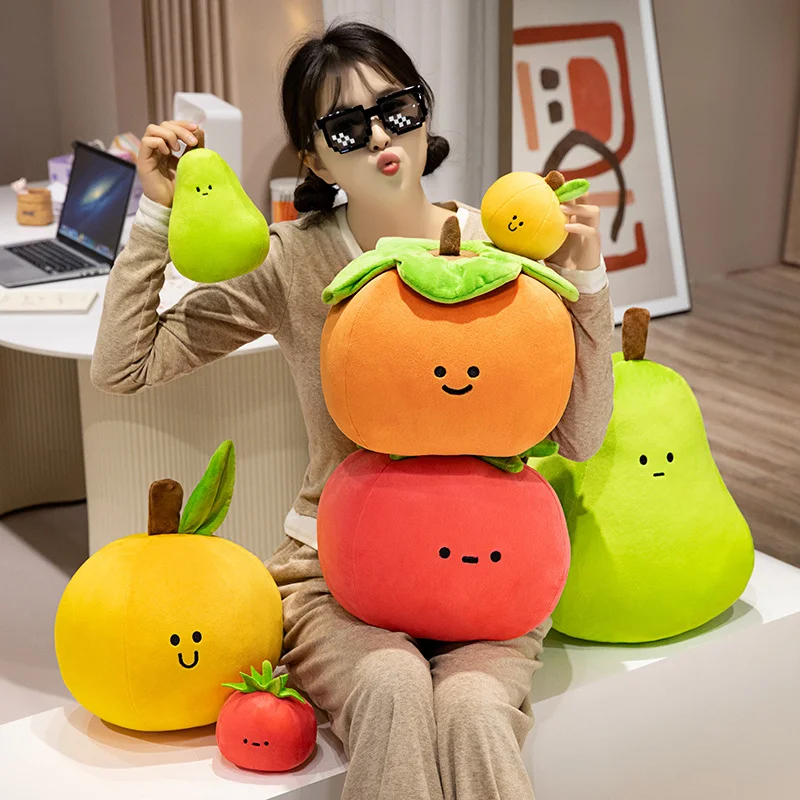 Emotion 과일 봉제 베개, 박제 식물, 부드러운 감, 배, 토마토, 오렌지, 애플, 등 지지대 쿠션 장식 선물