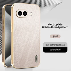 Luxury Gold Silk Texture Leather - Plated Shockproof Case - Google Pixel 8 Pro (Gold)