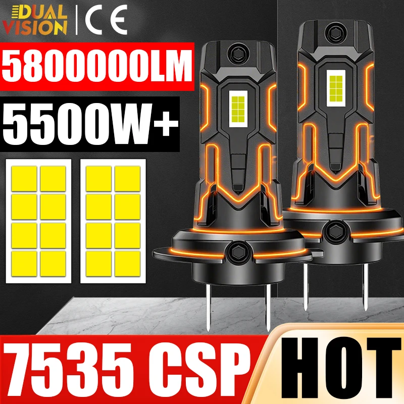 5500W 5800000LM H7 LED 자동차 헤드라이트 전구 캔버스 미니 무선 6000K 7535 CSP 헤드램프 자동차 다이오드 라이트 H7 터보 자동차 12V