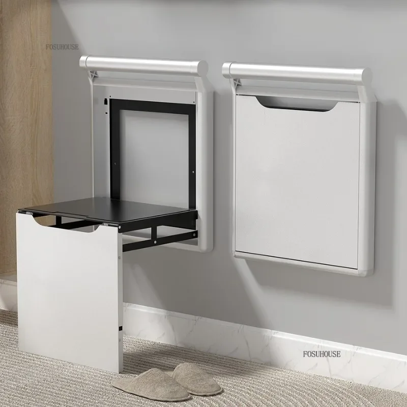 Folding Shoe Changing Stool Wall-mounted Entrance Bathroom Invisible Shoe Changing Stools Cloakroom Space-saving Ottomans
