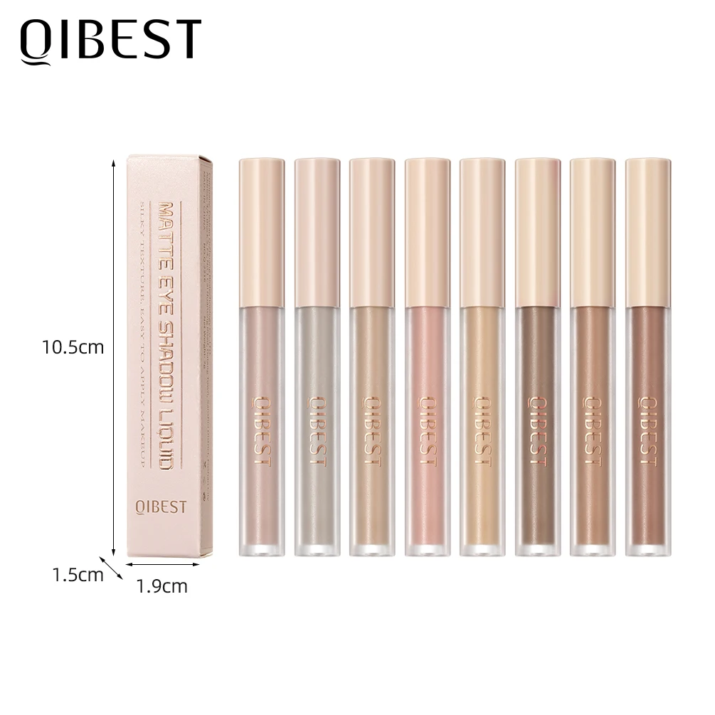 QIBEST Monochrome Eye Shadow Stick Waterproof Lasting Highgloss Nude Matte Liquid Eyeshadow Lying Silkworm Eyes Makeup 8 Colors 6