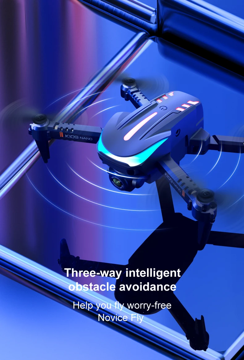 K109 Mini Drone - 2024 New Breathing Light 4K Dual HD Camera Automatic Obstacle Avoidance Professional Foldable Drone Quadcopter Gifts 33 K109 Mini Drone, kiosnand intelligent obstacle avoidance help you fly worry