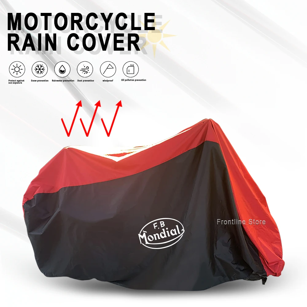 

For FB Mondial Flat Track HPS 125 300 Hipster Imola SMT Motorcycle Outdoor Dust Rain Snow and Waterproof Universal Rain Cover