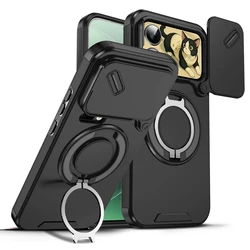 Shockproof Magnetic Ring Stand Holder Phone Case with Camera Lens Protection - Xiaomi 17 Pro (LK - Black)