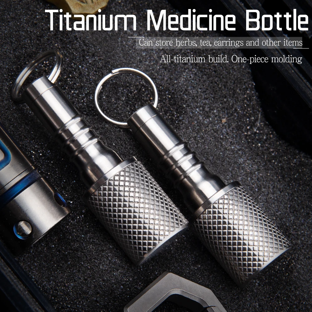 Titanium waterproof sealed bottle outdoor portable medicine bottle double-layer moisture-proof large-capacity EDC bottle