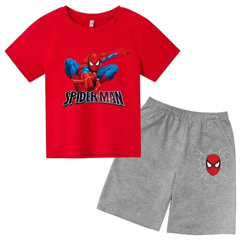 thumbnail image 1 of Conjunto de 2 piezas de camiseta y pantalones cortos deportivos para niños de Marvel Spider-Man, conjunto de verano para bebés de 3 a 12 años, ropa de marca de dibujos animados para niños, 1 of 5