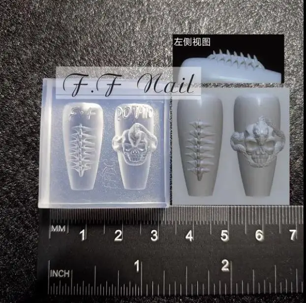 

3D акриловая Форма для ногтей в виде черепа, 1 шт., украшения для ногтей, силиконовые штамповочные пластины для ногтей «сделай сам», товары для ногтей