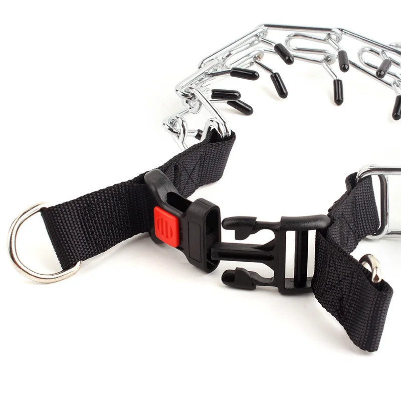 Pet Collar Pit Bull German Shepherd Training Metal Gear Prong Dog Collar with Quick Release Snap Buckle and Rubber Caps Plated pet dog training collar
