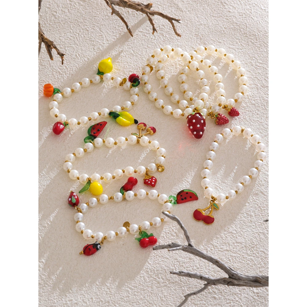 Yhpup Bracelet Simulated Pearls Stainless Steel