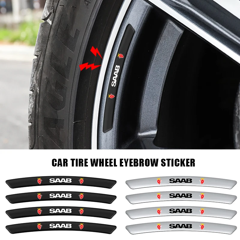 4Pcs Alluminio Car Logo 3D Trim Badge Wheel Brow Decal Car Wheel Hub Sticker Per Saab Emblem Scania 93 9-3 900 9000 Accessori