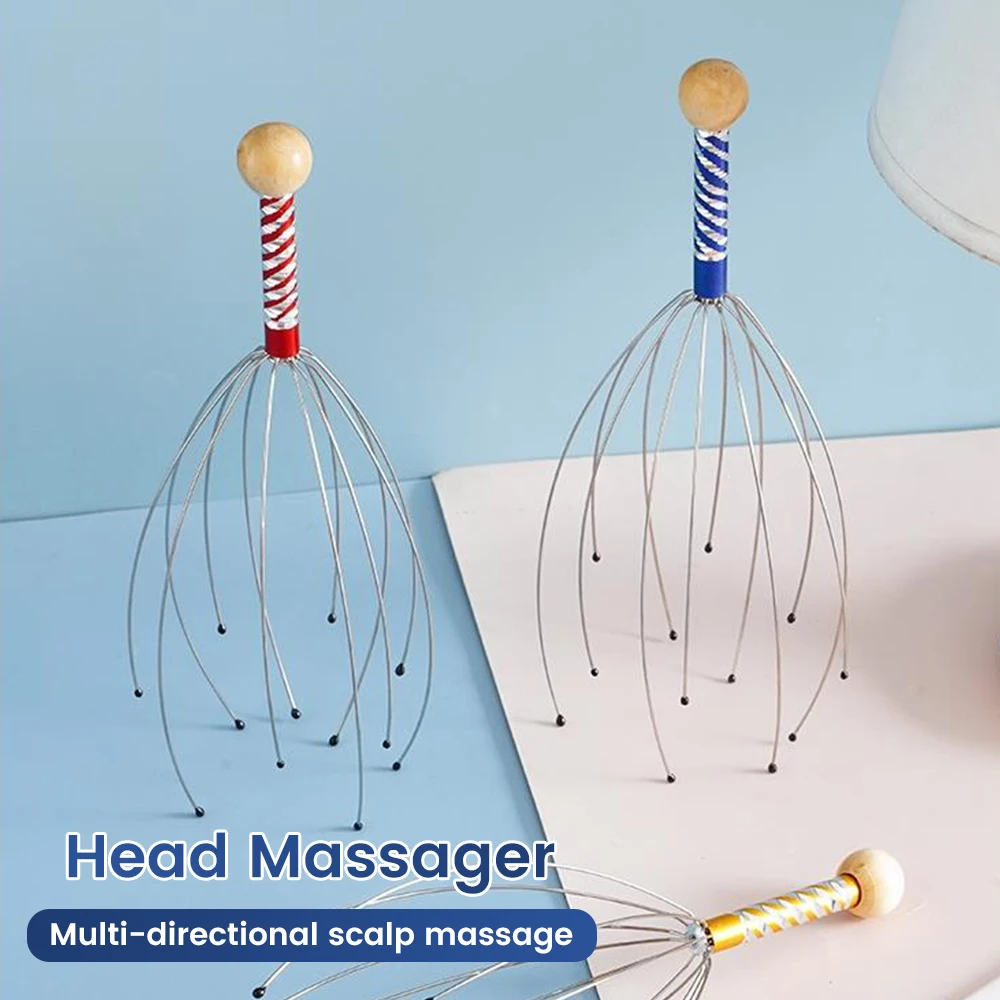 Body Head Massage Device Relaxation Octopus Scalp Massager Instrument Scratcher Relieves Tension Health Care Tools Random