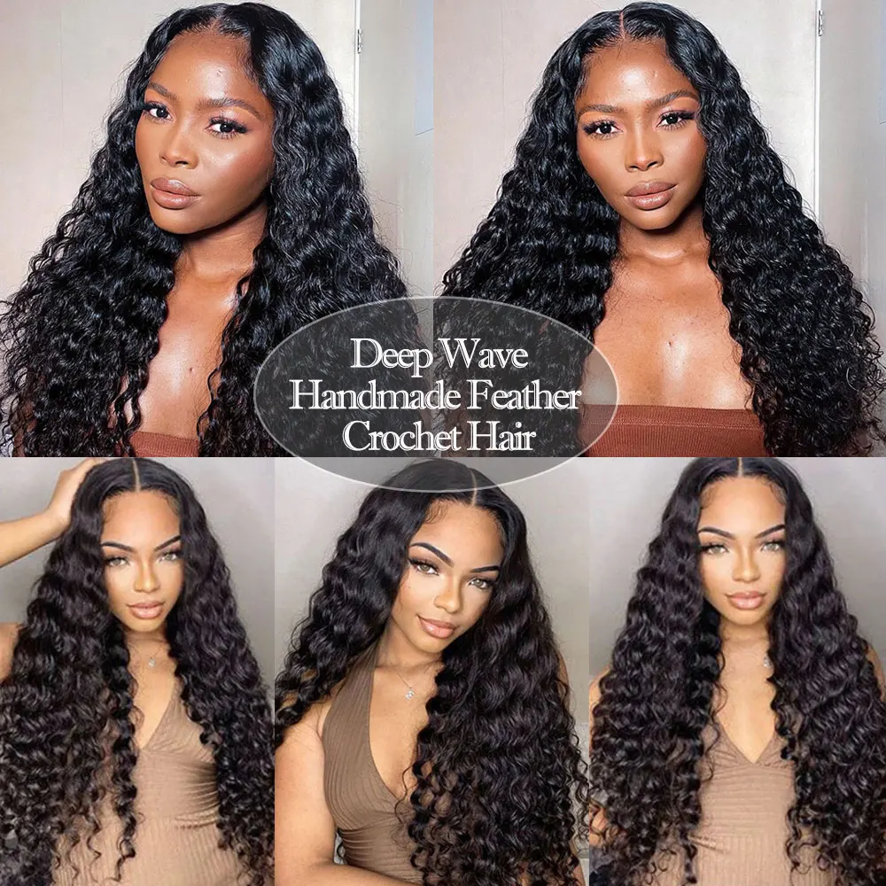 Crochet Human Hair Curly for Black Women Pre Separated Crochet Hair Extensions Human Hair Water Wave Bundles Knotless