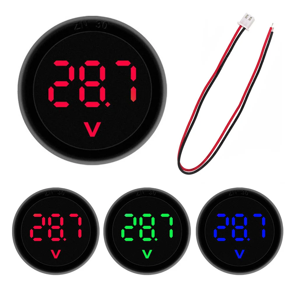 

DC 4-100V LED Digital Display Circular Two-wire Voltmeter DC Digital Voltmeter Head Display Reverse Connection Protection