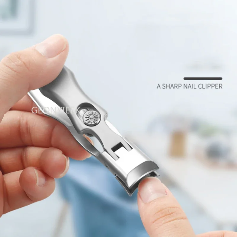 Portable Ultra Sharp Nail Fingernail Clipper Steel Wide Jaw Opening Anti Splash Manicure