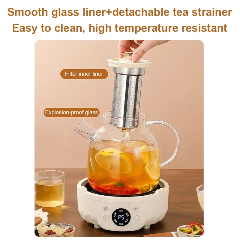 Multifunction Automatic Glass Flower Teapot Electric Kettle Insulated Health Cup Steam Tea Boiler Heating Stove Coffee Mug Plate