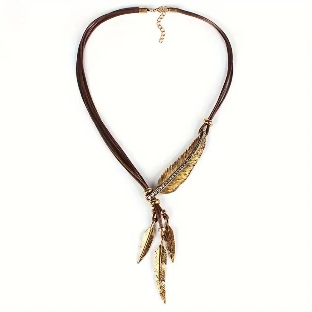 Hot Sale New Fashion Bohemian Women Girl Alloy Feather Antique Vintage Time Necklace Sweater Chain Pendant Jewelry Gifts