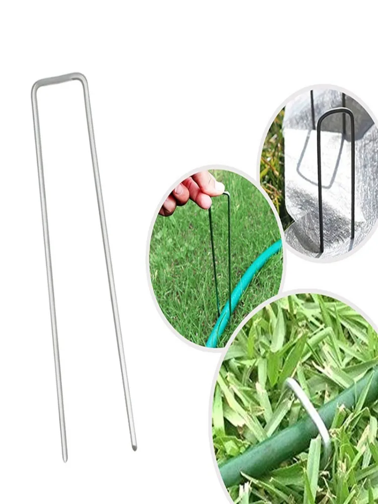 

Galvanized Landscape Staples Anti-Rust Garden Stakes U Shaped Ground Nail Landscaping Fabric Pins Yard Stakes For Barrier Fabric