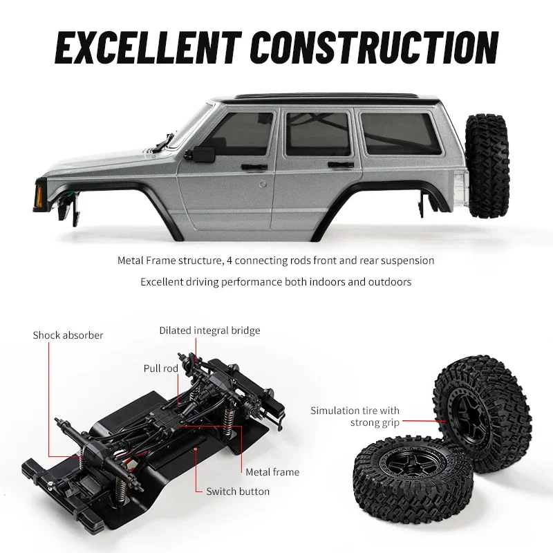 JJRC C8809 1:18 Full Scale Simulation Model Jeep RC Car 2.4G 4WD Motor Pickup Climbing Off-Road Model Car Toys rc cars