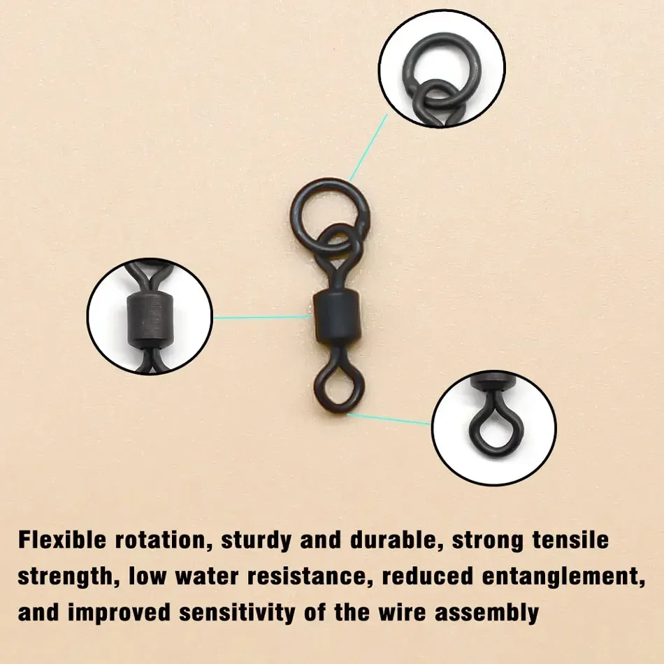 Description Picture 5 of itemMNFT 50PCS Micro Flexi Hook Swivel 4 Sizes , Carp Fishing Mini Ring Hook Swivel, Terminal Fishing Tackle Accessories