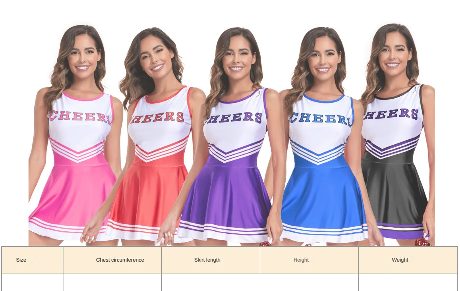 Description Picture 2 of itemCheerleader Costume Schoolgirl Dress School Girl Sexy Costumes Women Cosplay Halloween Cheer Leader Fancy Dress Sports Uniform