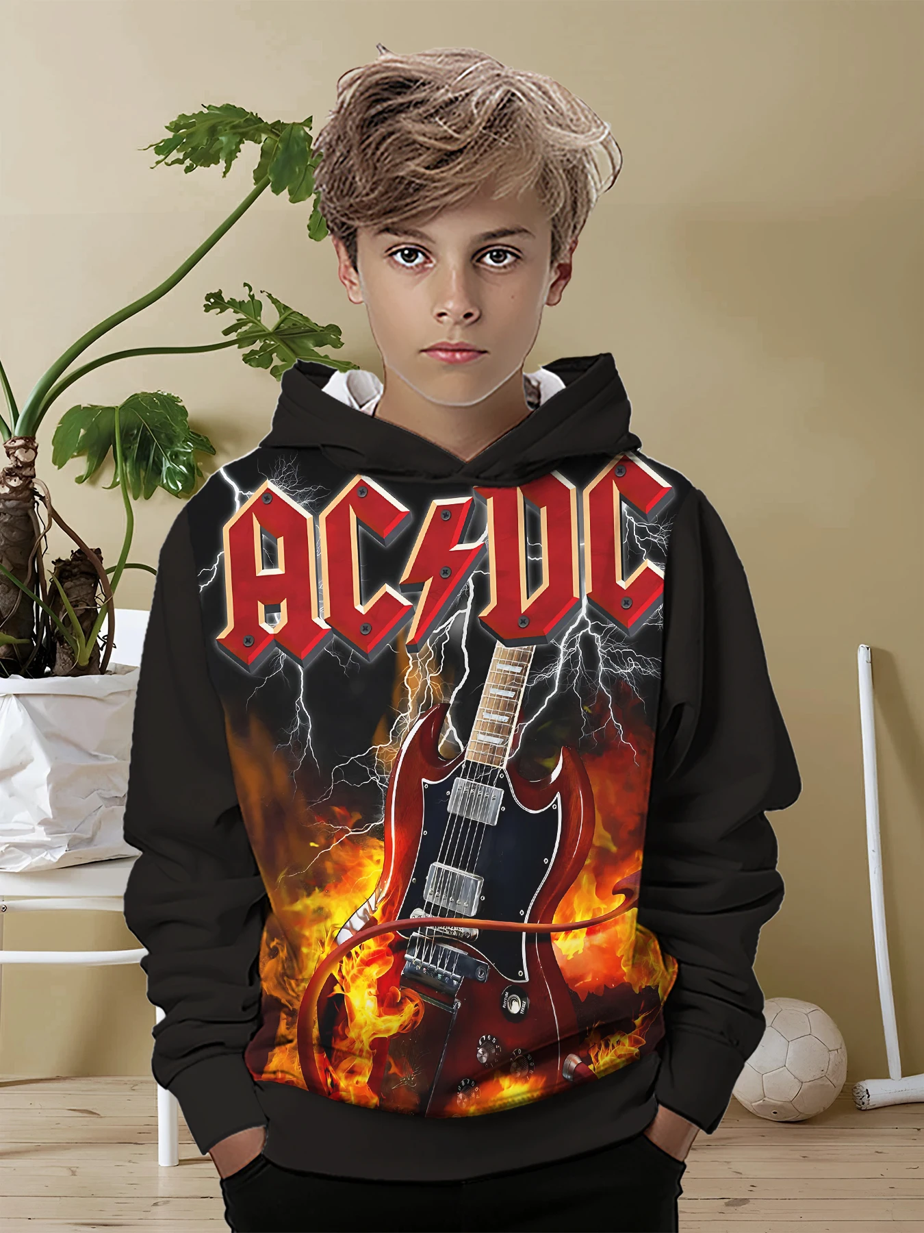 AC-DC Rock Band 3D Print All Seasons Children Casual Sweatshirt Cool Pullover Tops Unisex Clothes Boy Girl Hoodies 4