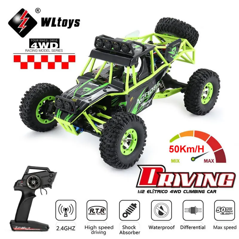WLtoys WL 12428 1/12 4WD RC Racing Car High Speed Off-Road Remote Control Alloy Climbing Truck LED Light Buggy Toys Kids Gift