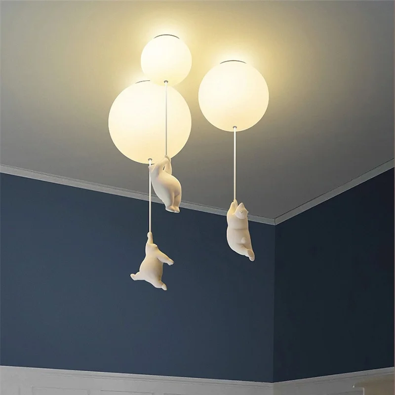 Modern Ceiling Chandelier Light Cartoon Lighting Creative Polar Bear LED Pendant Lamp Theme Hotel Kid Children Kindergarten 2