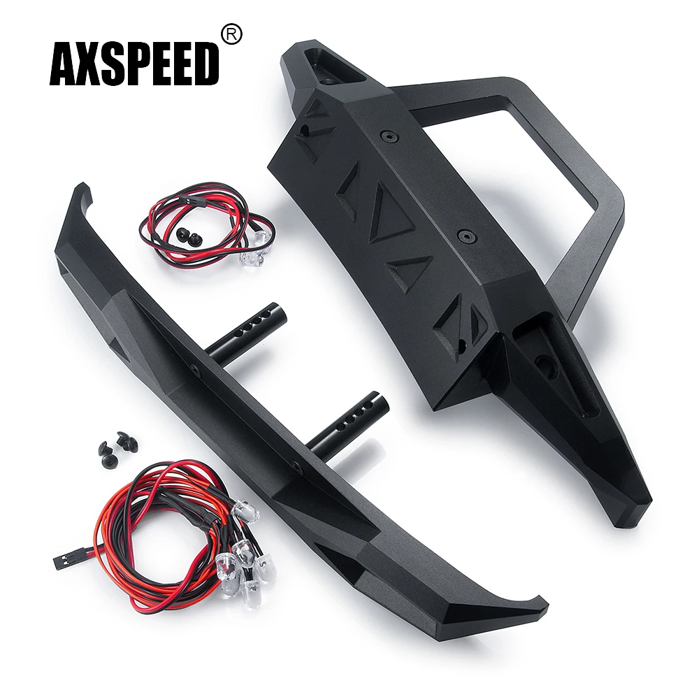 

AXSPEED Metal Front Rear Bumper w/ LED Light for Axial SCX6 AXI05000 Wrangler AXI05001 Trail Honcho 1/6 RC Crawler Car Truck