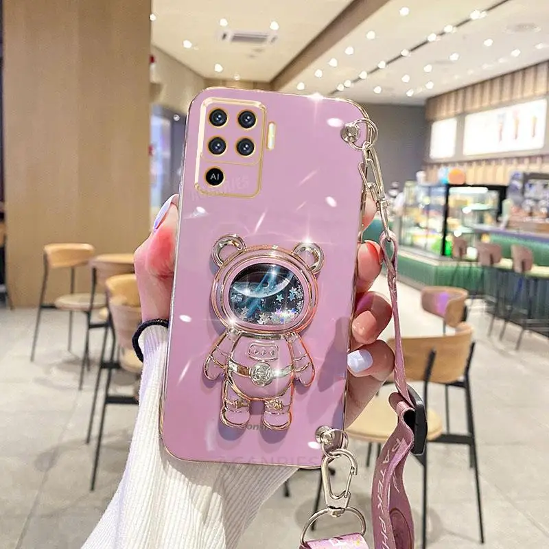 Sleek Plating Crossbody Lanyard Silicone Phone Holder Cover