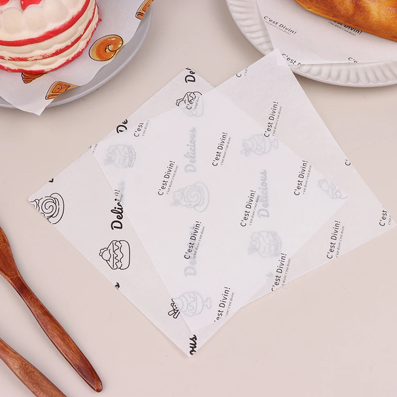 Parchment Baking Paper 50Pcs Food Grade Baking Wax Paper Food Wrappers For Cake Pastry Wrapping Grease Paper For Festival Party Bread Burger Oilpaper parchment baking paper