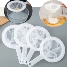 100/200/400 Mesh Kitchen Ultra-fine Mesh Strainer Kitchen Reusable Nylon Mesh Filter Spoon or Honey Juice Tea Soymilk Coffee