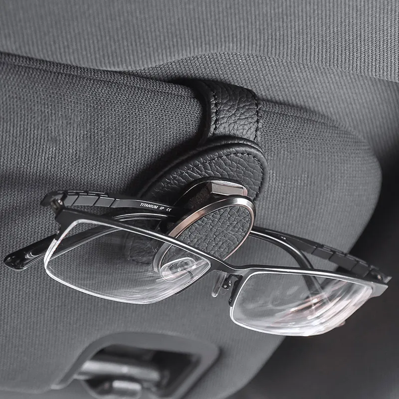 

Automotive multi-functional high-end metal leather eyeglass clip visor to store sunglasses clip automotive interior accessories