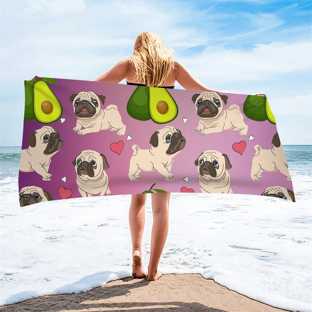 

Avocado Fruits Dog Print Beach Towel Sand Free Cute Quick Dry Bathroom Microfiber Bath s Absorbent Travel Camping